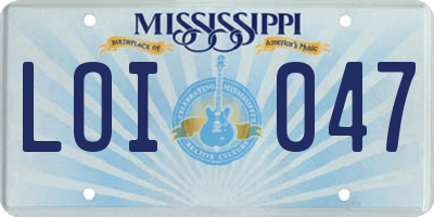 MS license plate LOI047
