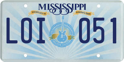 MS license plate LOI051