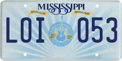 MS license plate LOI053
