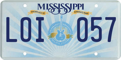 MS license plate LOI057