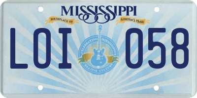 MS license plate LOI058