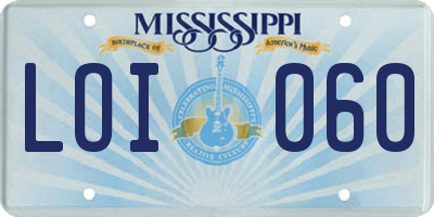 MS license plate LOI060