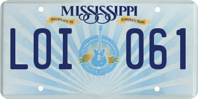 MS license plate LOI061