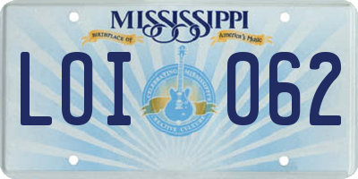 MS license plate LOI062