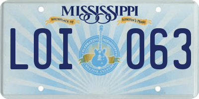 MS license plate LOI063
