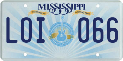MS license plate LOI066