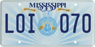 MS license plate LOI070