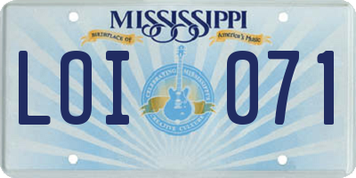 MS license plate LOI071