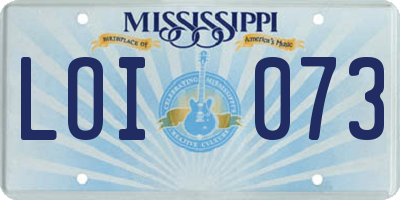 MS license plate LOI073