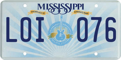 MS license plate LOI076