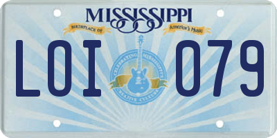 MS license plate LOI079