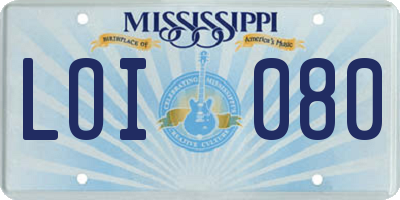 MS license plate LOI080