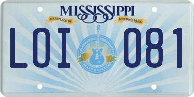 MS license plate LOI081