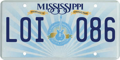 MS license plate LOI086