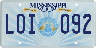 MS license plate LOI092