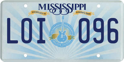 MS license plate LOI096