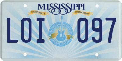 MS license plate LOI097