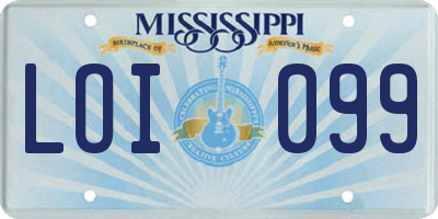 MS license plate LOI099