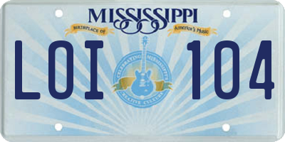 MS license plate LOI104