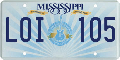MS license plate LOI105