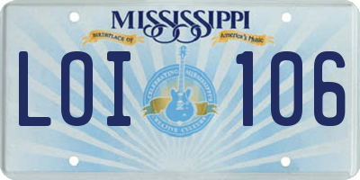MS license plate LOI106