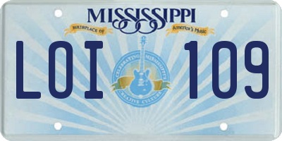 MS license plate LOI109