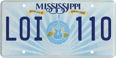 MS license plate LOI110