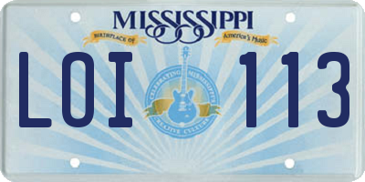 MS license plate LOI113