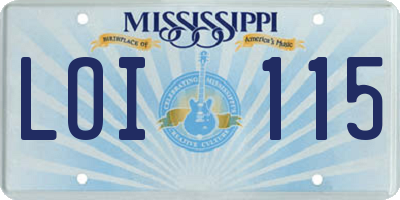 MS license plate LOI115