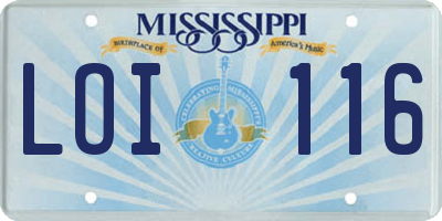 MS license plate LOI116
