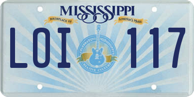 MS license plate LOI117