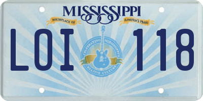 MS license plate LOI118
