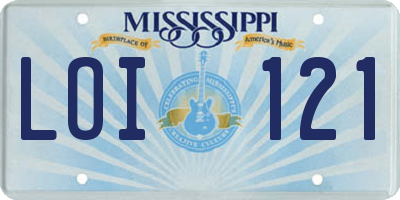 MS license plate LOI121
