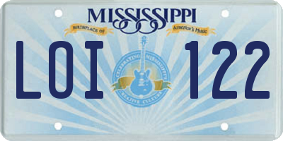 MS license plate LOI122