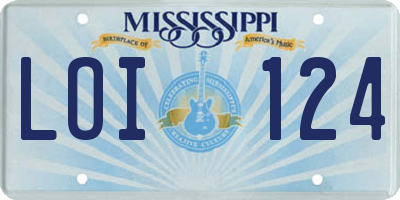 MS license plate LOI124