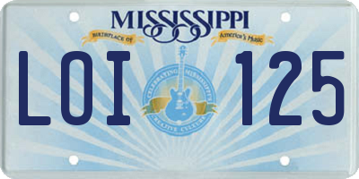 MS license plate LOI125