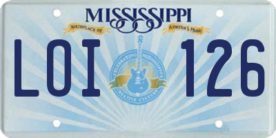 MS license plate LOI126