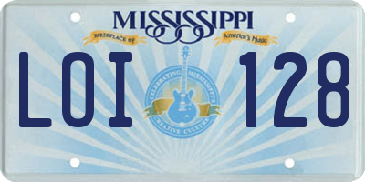 MS license plate LOI128