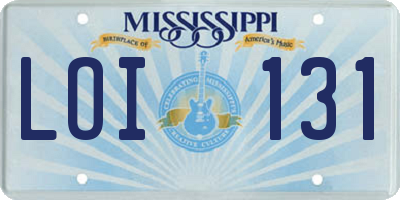 MS license plate LOI131
