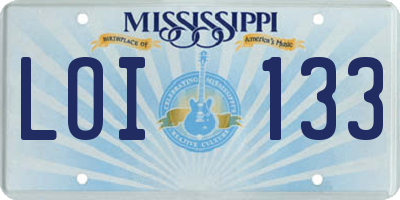 MS license plate LOI133