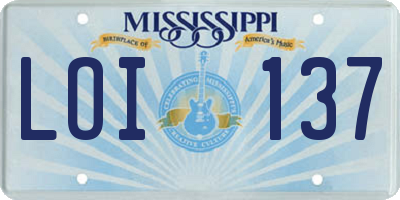 MS license plate LOI137