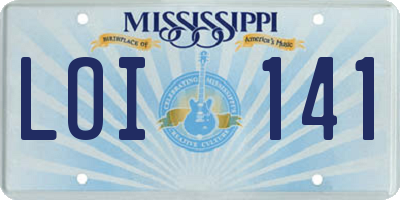 MS license plate LOI141