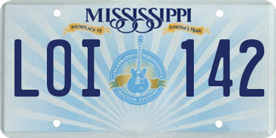 MS license plate LOI142