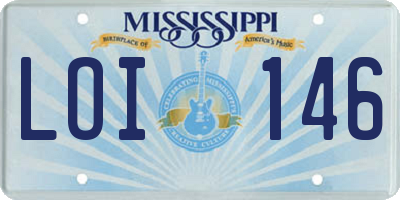 MS license plate LOI146