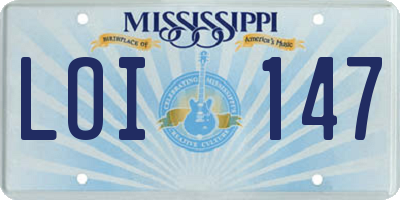 MS license plate LOI147
