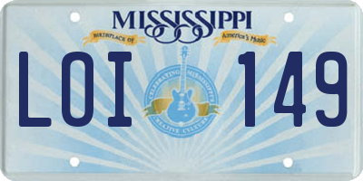 MS license plate LOI149
