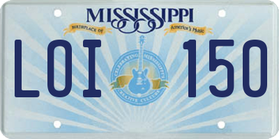 MS license plate LOI150