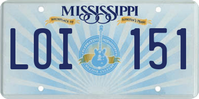 MS license plate LOI151