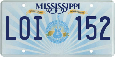 MS license plate LOI152
