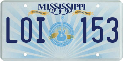 MS license plate LOI153